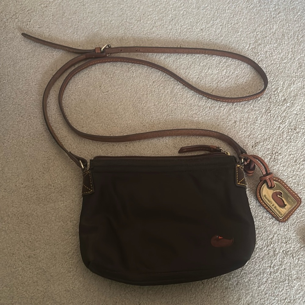 Dooney & Bourke Brown Nylon Crossbody Bag w/ Leather Trim